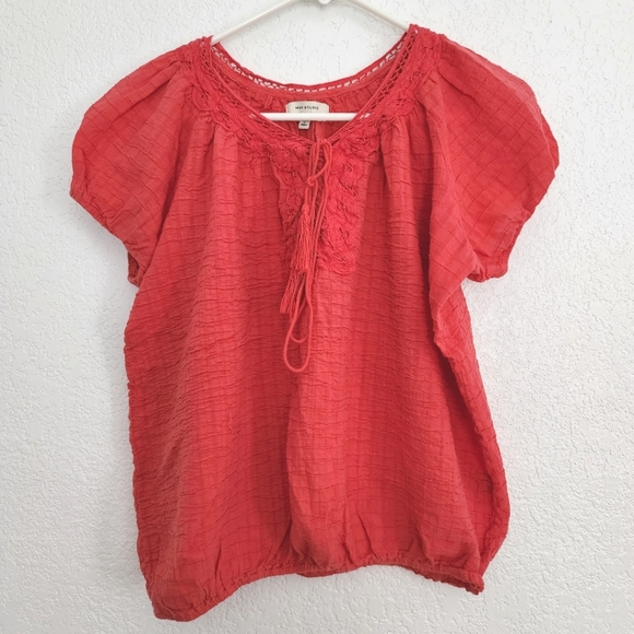 Max Studio size S pink red dressy top lace bell bottom - Picture 1 of 8